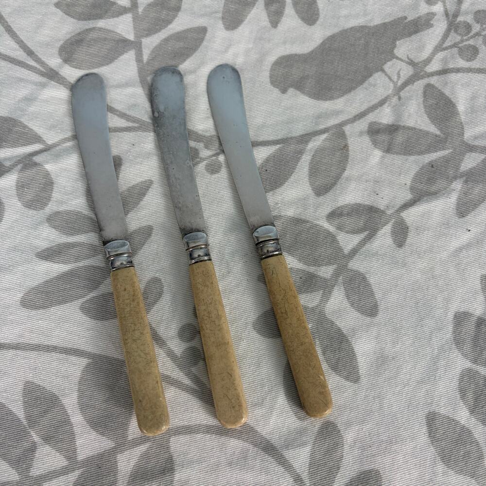 Vintage Butter Spreaders Set of 3 Faux Bone Handles Replacement Flatware